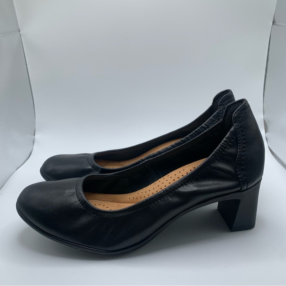 NWOB Clarks Women's Neiley Pearl Slip-On Pumps black leather size 8.5 Wide 1299 - Picture 3 of 13